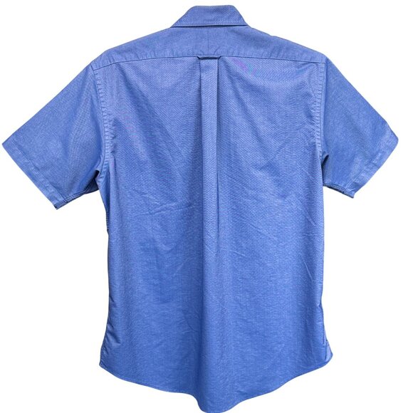 Lands End Short Sleeve Button-Down Shirt Mens XL Blue Cotton Blend - Picture 2 of 7